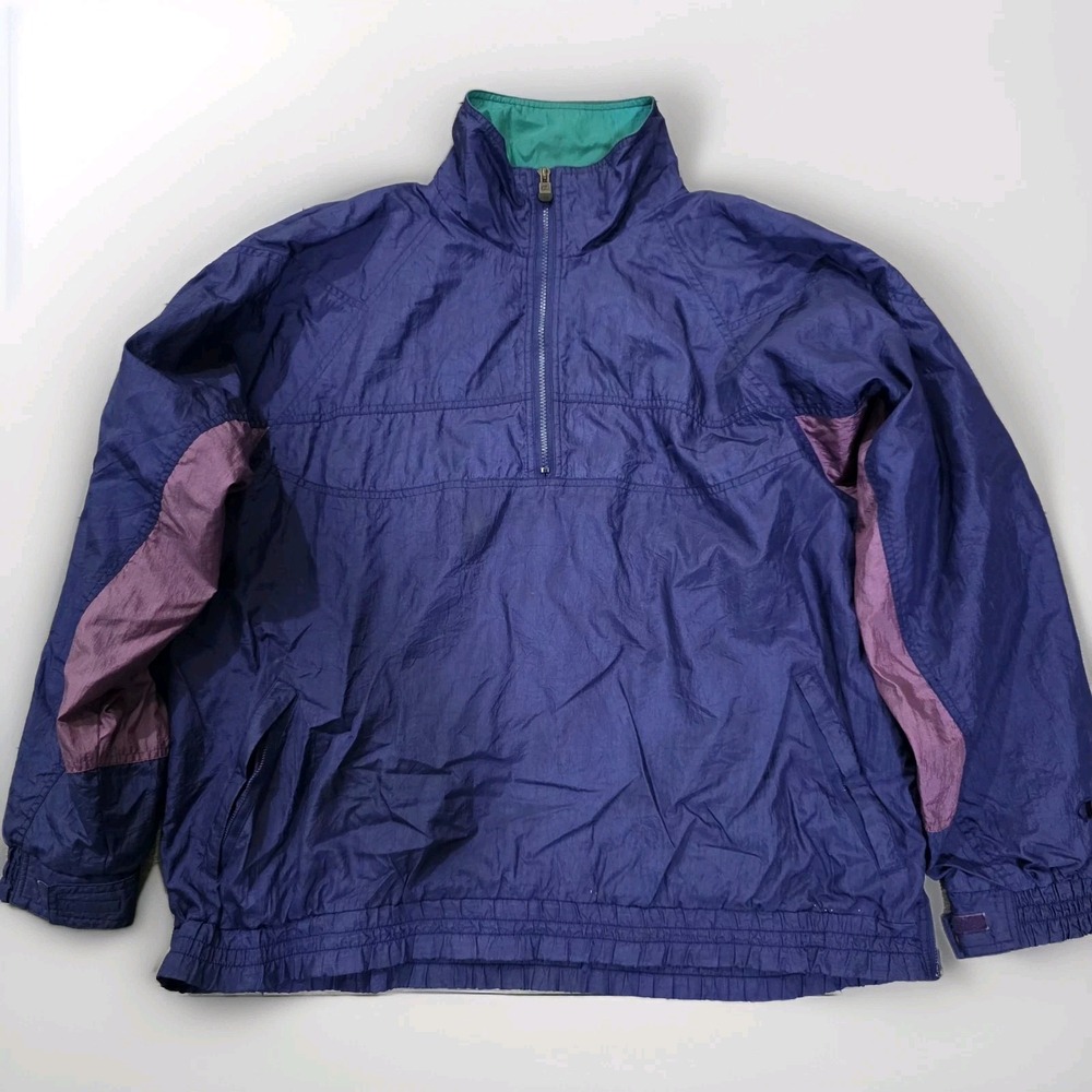 Vintage Champion Windbreaker XL Men's 90s Purple Blue Nylon Jacket‎ Hong Kong